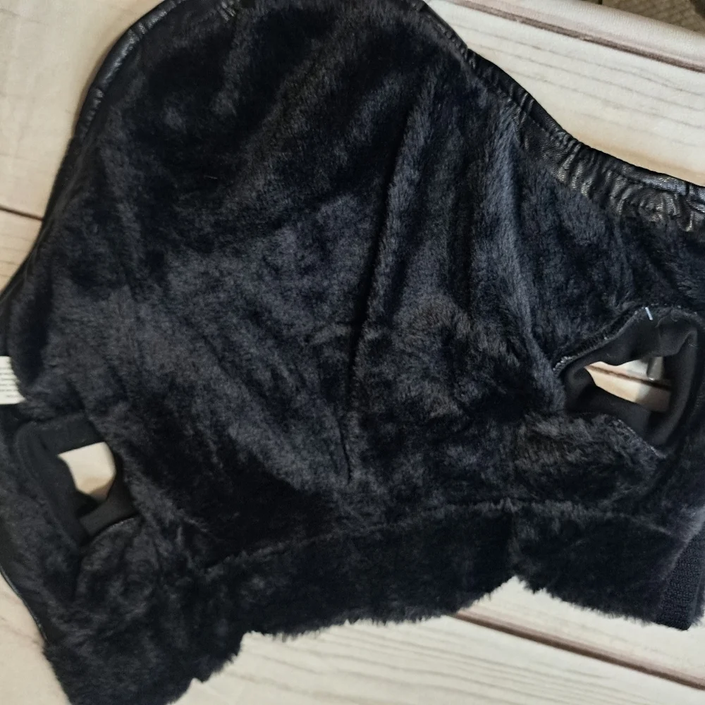 Silver Paw Quilted Faux Leather Dog Coat Jacket Size Small